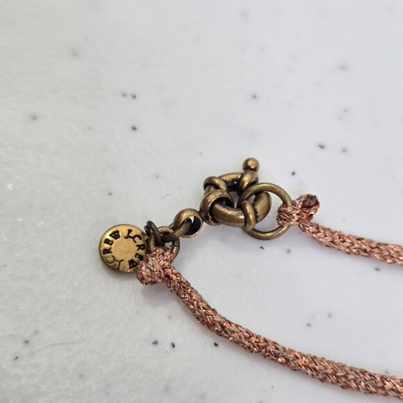 J Crew Pink Necklace Faux Pearl Rhinestone Chain Cord Knot Long Boho Bauble - Picture 6 of 8